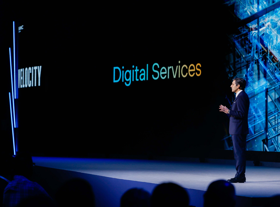 Telefónica and GSMA Chairman, José María Álvarez-Pallete, speaking at the opening session of the MWC23