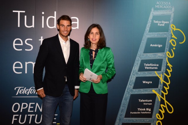 At the image, the global director of Telefónica Open Future_, Ana Segurado and Rafael Nadal .