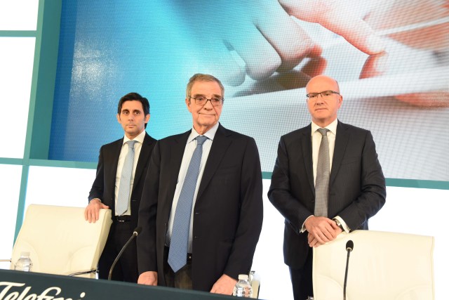 At the image from left to right: Telefónica COO, José Mª Álvarez-Pallete, Telefónica Chairman and CEO, César Alierta and Telefónica Chief Strategy and Finance Officer, Ángel Vila