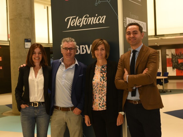 From left to right: Ainhoa Campo, Global Head of Open Innovation de BBVA; Agustín Moro, Global Head of Partnerships en Telefónica Open Innovation; Elena Alfaro, Data and Innovation Global Manager BBVA, and Manuel Mendigutía, European Commission strategic advisor