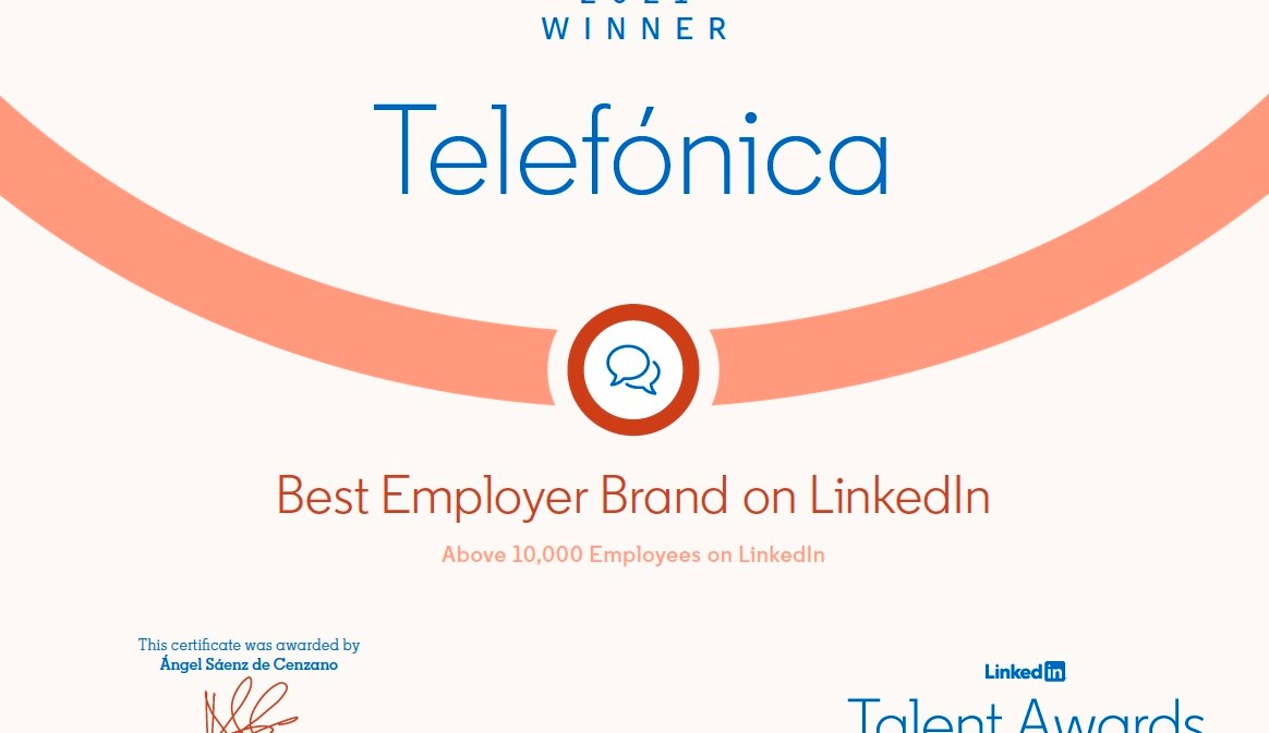 Telefónica, LinkedIn 2021 Best Employer Brand