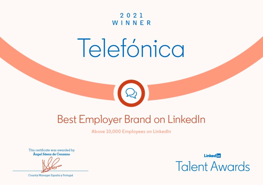 Telefónica, LinkedIn 2021 Best Employer Brand