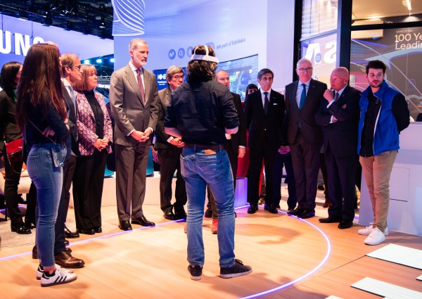 King Felipe at Telefónica´s stand in the MWC