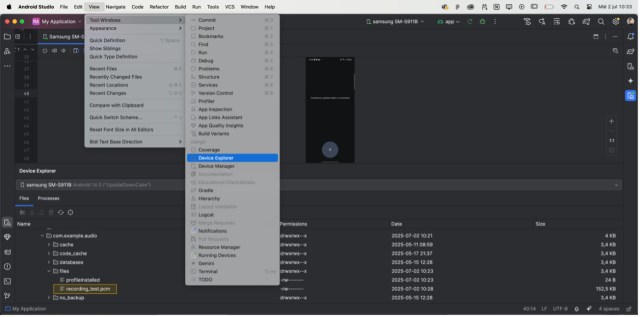 Path to Device Explorer from Android Studio