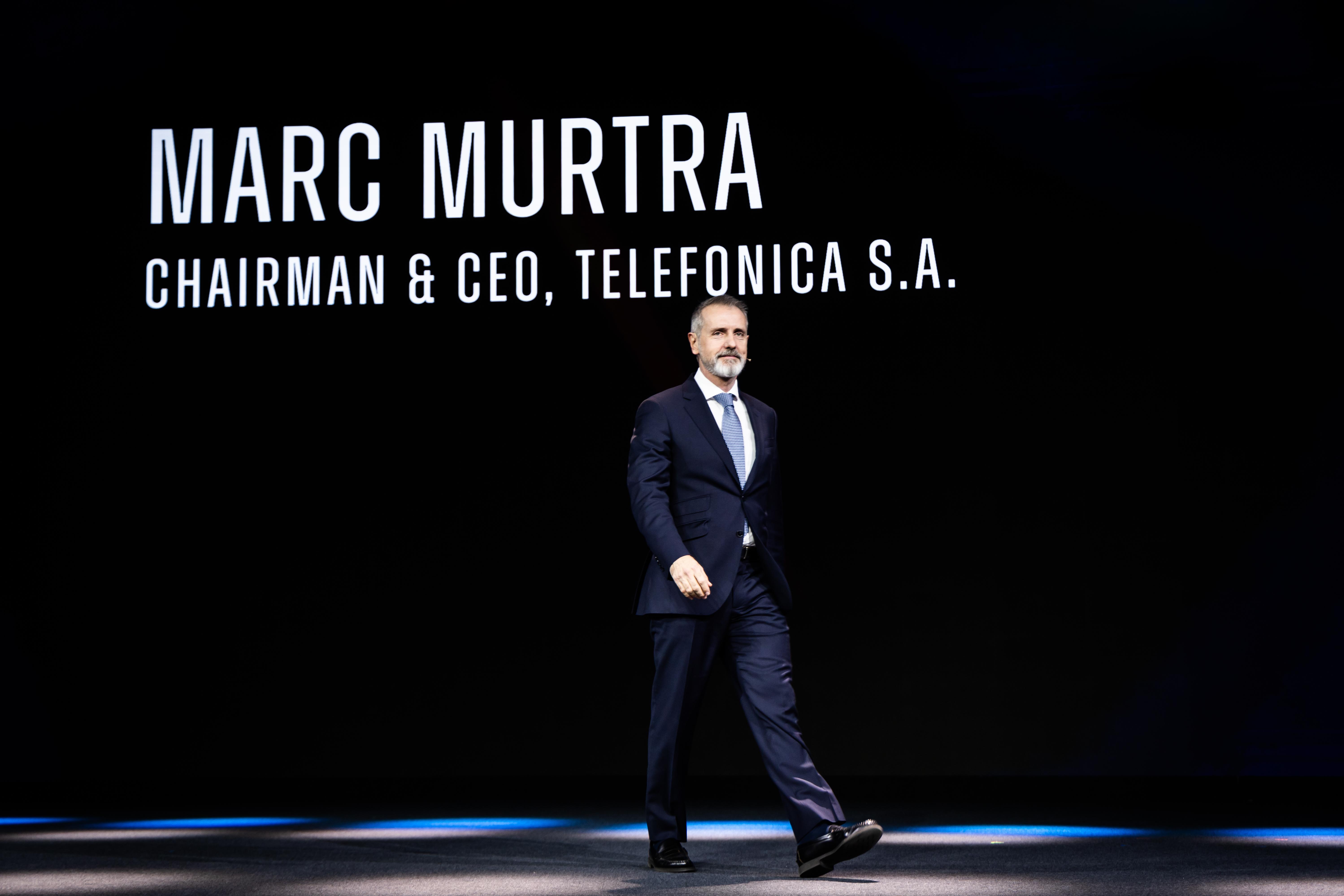 Marc Murtra, presidente de Telefónica, durante su participación en la sesión de apertura del MWC 2025