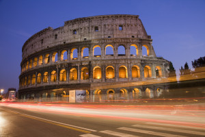 the Colosseum at night