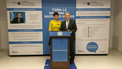 Amalia Navarro, responsable de la campaña "Toma la palabra en Naciones Unidas" y Alberto Andreu, director de Reputación y Responsabilidad Corporativas de Telefónica. 