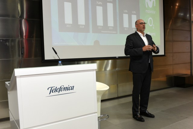 Emilio Gayo, presidente de Telefónica España, durante su intervención