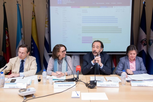 Foto 1 de 2

De izquierda a derecha, Gonzalo Robles Orozco, secretario general de Cooperación Internacional para el Desarrollo; Rebeca Grynspan, Secretaria General Iberoamericana; Carlos López-Blanco, director general de Asuntos Públicos y Regulación de Telefónica; y Jessica Faieta, subsecretaria general de la ONU y directora de PNUD para América Latina y el Caribe, durante el acto de presentación de la plataforma online del Informe Regional sobre Desarrollo Humano 2015-2016: www.masqueingreso.org.