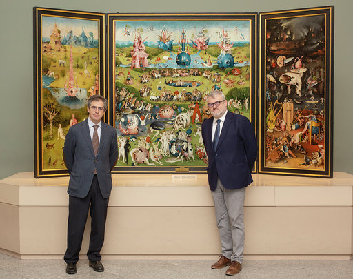 De izquierda a derecha: Miguel Falomir, director del Museo del Prado, y Rafael Fernández de Alarcón, director de Marca, Patrocinios y Medios de Telefónica