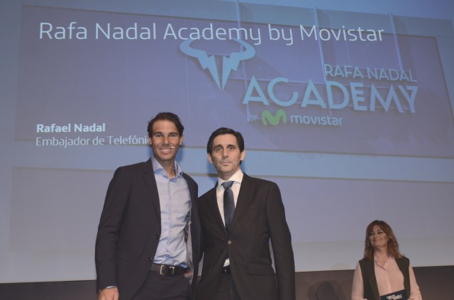 De izquierda a derecha: Rafael Nadal, tenista y embajador de Telefónica y José María Álvarez-Pallete, presidente ejecutivo de Telefónica SA