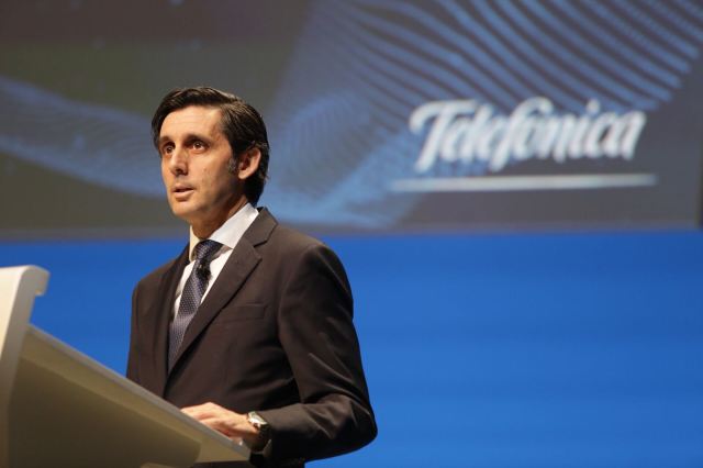 José María Álvarez-Pallete, presidente de Telefónica, hablando sobre la revolución digital en la Junta General de Accionistas