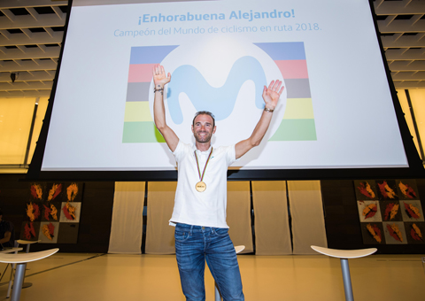 Alejandro Valverde, del Movistar Team, campeón del Mundo de ciclismo en ruta 2018