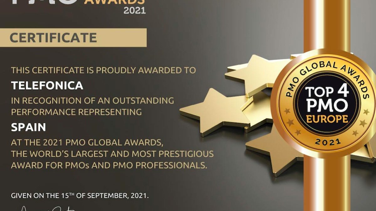 Certificado PMO Global Awards 2021