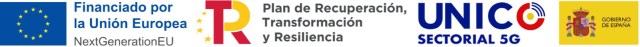 Logo Unión Europea NextGenerationEU - Logo Plan de Recuperación Transformación y Resiliencia - Logo UNICO Sectorial 5G