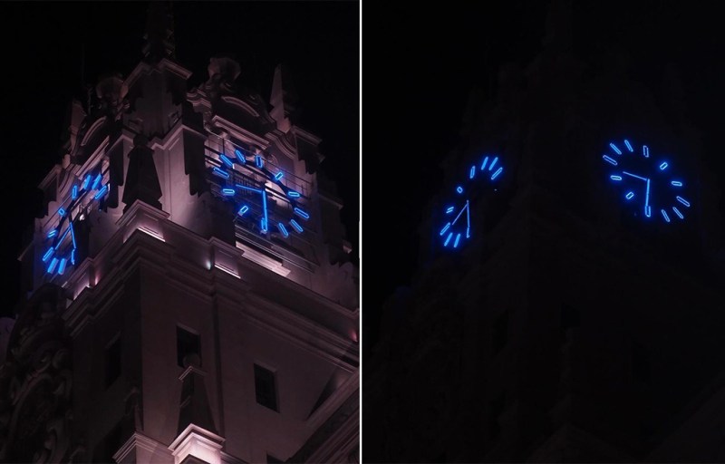El Edificio Telefónica en la Gran Vía de Madrid apaga sus luces y pantallas anualmente durante la Hora del Planeta
