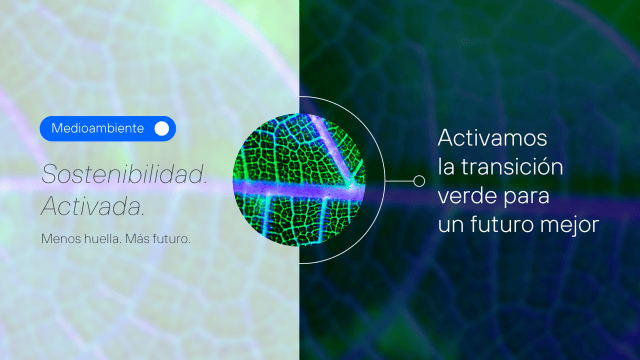 Portada de la sección Social del Plan de Sostenibilidad de Telefónica. El texto dice "Social" "Sostenibilidad. Activada" y "Activamos una sociedad más digital, inclusiva y con mayor bienestar".